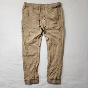 Mugsy Vances Joggers Pants Mens 2XL Tan Khaki Drawstring Athleisure Stretch Gym
